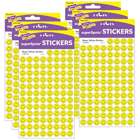 Trend Enterprises Neon Yellow Smiles superSpots Stickers, PK4800 T46139